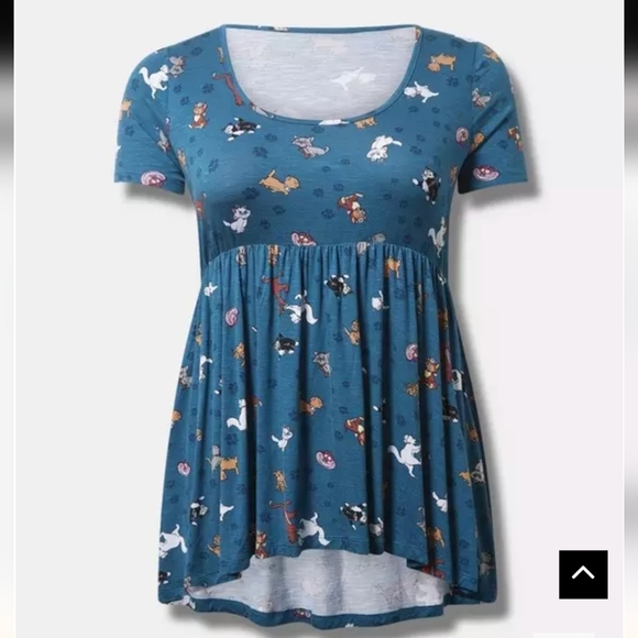 Torrid Disney Cats Short Sleeve Teal Babydoll High Low Top Size 3x NWT - Picture 6 of 13